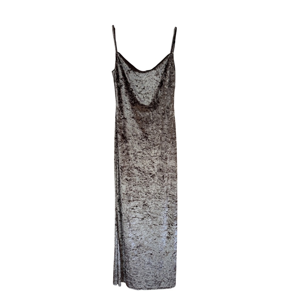 Slip Dress Women Silver Excellent Crushed Velvet Maxi SIZE S
